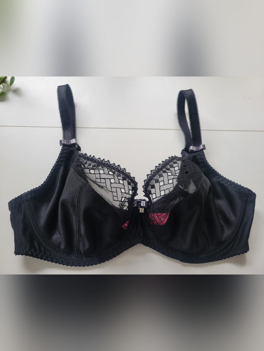 Curvy Kate Black Lace Underwire Bra with Intricate Mesh Insets UK 36DD